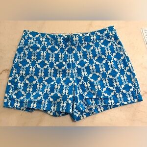 Blue and White Patterned Women's Shorts